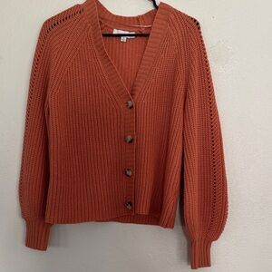 Women's Salmon Orange Cardigan Sweater size small S